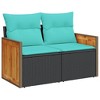 vidaXL 9 Piece Patio Sofa Set with Cushions Black Poly Rattan - 3 of 4