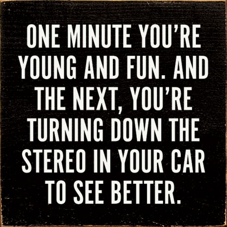Slickblue Funny Aging Quote Wall Sign – “Turn Down Stereo to See” – Rustic 7x7 Wood Decor, Color Options, 1 of 3