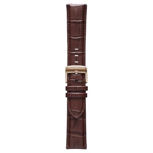 Pininfarina 22mm Croco Pattern Italian Leather Watch Strap – Dark Brown Croco Pattern with Rose Gold Buckle - 1 of 1
