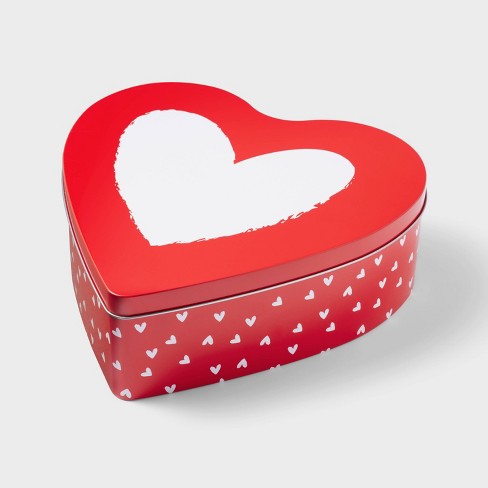 Valentine's Heart Shaped Tin Container Red With Mini Hearts - Spritz™ :  Target