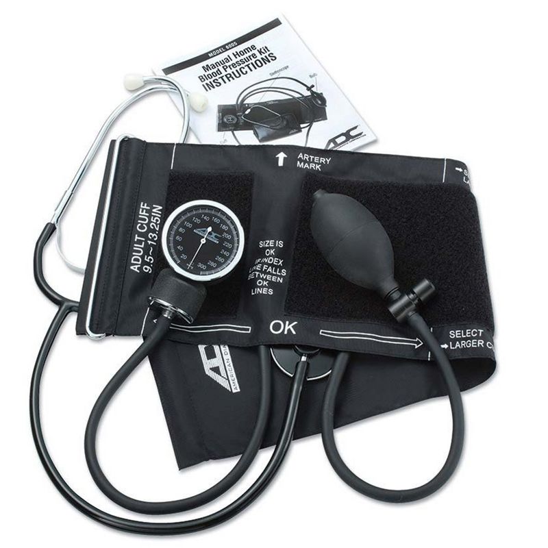 ADC Adult Black Pocket Aneroid Reusable Aneroid / Stethoscope Set 1-Tube 1 Each, 3 of 4