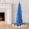Puleo 4' Pre-lit Flocked Pencil Alpine Fir Artificial Christmas Tree with Clear Lights - 3 of 4