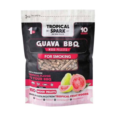 Tropical Spark Wood Pellets  Perfect for BBQ, Smoking, Grilling, Bake, Roast, Braise  Premium 100% All-Natural  Guava Wood  1 lb. Bag