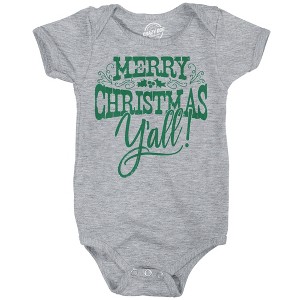 Merry Christmas Yall Baby Bodysuit Funny Sarcastic Xmas Graphic Novelty Jumper For Infants - Crazy Dog Baby Bodysuit Gift For Christmas - 1 of 4