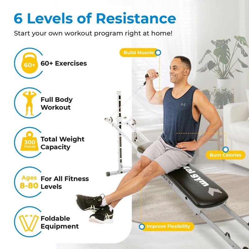 Total Gym APEX G1, G3, G5 Versatile Indoor Home Workout Total Body Strength Training Fitness Equipment with 6, 8, or 10 Levels of Resistance and Attachments, 2 of 9