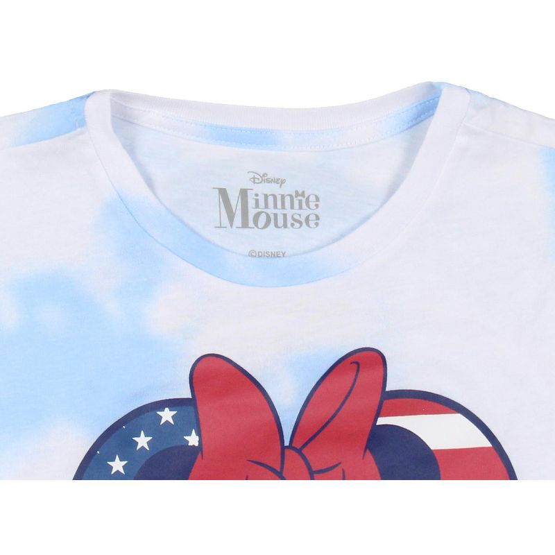 Disney Girls' Minnie Mouse American Flag Heart Tie-Dye Cropped Kids T-Shirt, 3 of 5