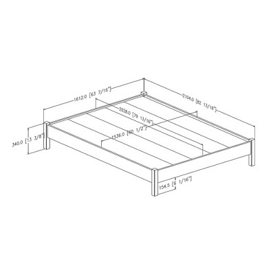 Queen Gray Oak Low Profile Platform Bed Frame