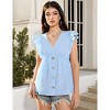 Women's Sleeveless Ruffle V-Neck Blouse - Button-Front Peplum Top with Flowy Fit - 3 of 4