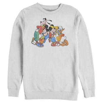 Men's Mickey & Friends Colorful Group Shot Distressed Sweatshirt