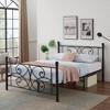 VECELO Full Size Bed Frame with Headboard, Heavy-Duty Platform Bed with Metal Support Slats, Black - 2 of 4
