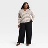 Women's Long Sleeve Collared Rib-Knit Button-Down Shirt - Ava & Viv™ - 3 of 3