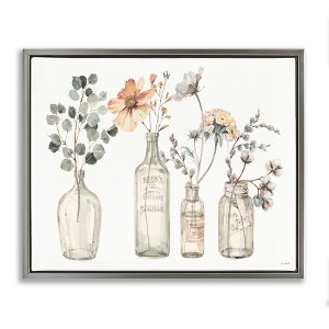 Stupell Industries Antique Floral Bouquets in Jars Floating Frame Canvas Art - 1 of 4