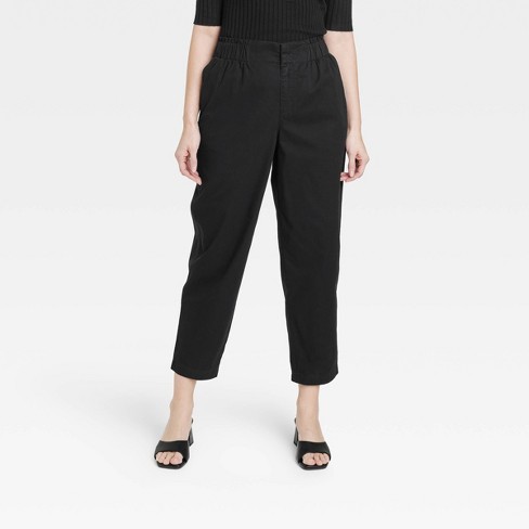 Women's High-Rise Tapered Ankle Chino Pants - A New Day™ Black XL
