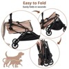 Foldable 4-Wheel Pet Stroller for Dogs & Cats - Lightweight Travel Carrier for Small to Medium Pets, 360° Swivel Front Wheels, Foot Brake - 3 of 4