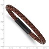 Black Bow Jewelry 6mm Black Plated Stainless Steel & Brown Leather Bracelet, 8.25 Inch - 4 of 4