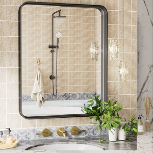 MAYEERTY 30" Bathroom Vanity Mirror Aluminum Alloy Wall Mounted Mirror，Black - 1 of 4