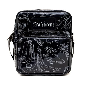 Disney Vegan Leather Crossbody Backpack with Adjustable Strap, Sleeping Beauty Villain Maleficent Poses Holographic Black/White - 1 of 4