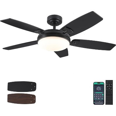Kviflon 52 Inch Modern Downrod Ceilng Fan Light, Reversible DC Motor,3CCT Dimmiable LED,for Living Room Patio Kitchen