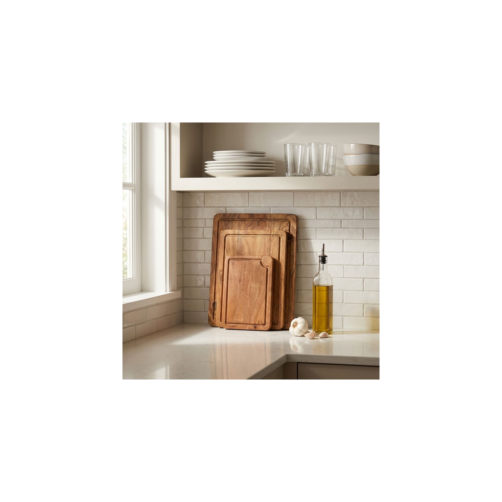 Acacia Wood Cutting Board Set – 3 Piece Natural