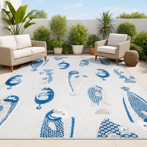 Algarve Modern Fish High-Low Indoor/Outdoor Area Rug - JONATHAN Y - 1 of 4