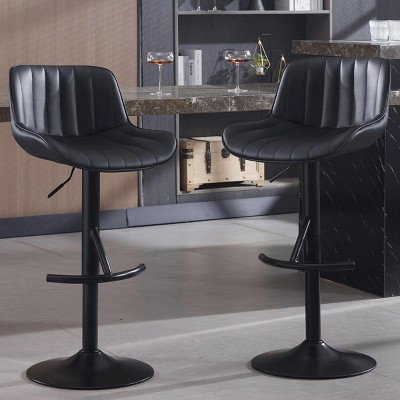 NicBex Set of 2 Swivel Adjustable Height Bar Stools,Modern Upholstered Bar Chair with Backrest for Dining Room,Kitchen,Counter,Black