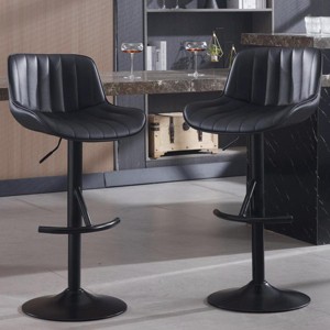 NicBex Set of 2 Swivel Adjustable Height Bar Stools,Modern Upholstered Bar Chair with Backrest for Dining Room,Kitchen,Counter,Black - 1 of 4