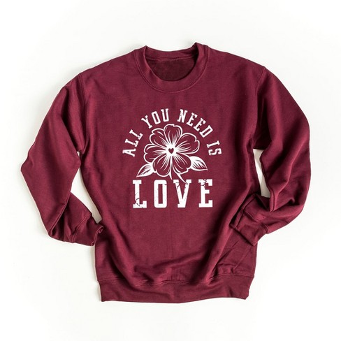 Simply Sage Market Women's Graphic Sweatshirt All You Need Is love Flower - image 1 of 3