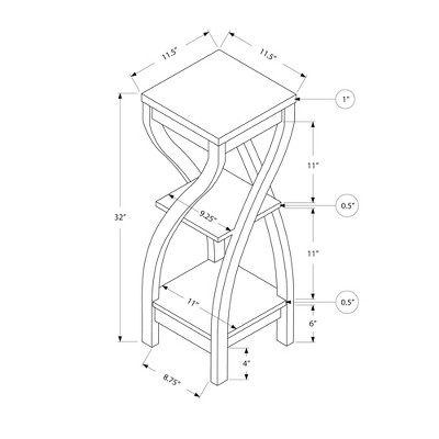 White Three-Tier Curved Leg Accent Table