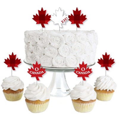 Big Dot of Happiness Canada Day - Dessert Cupcake Toppers - Canadian Party Clear Treat Picks - Set of 24