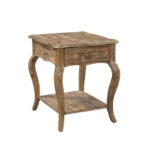 Rustic Reclaimed Wood End Table, Small Round Side Tables for
