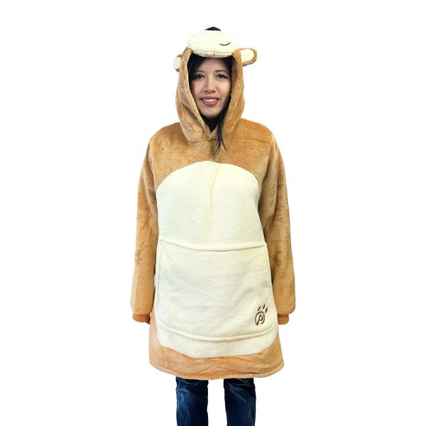 Sudadera con capucha tipo manta para adulto Plushible Pawley The Bear – disfraz de animal de felpa extragrande – regalo acogedor de oso 6
