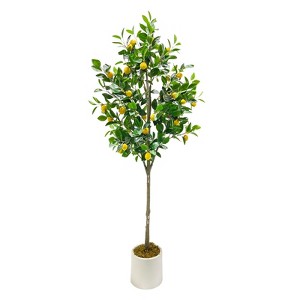 Artificial Lemon Tree, 5FT Faux Planter Potted Fake Tree, Fake Lemon Plant in Pot for Home Living Room Office, Indoor Lemon Decorations - 1 of 4