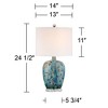 360 Lighting Devan Modern Table Lamp 24 1/2" High Blue Ceramic with LED Nightligh White Oval Shade for Bedroom Living Room Bedside Nightstand Office - 4 of 4