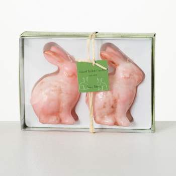 4.75"H Vance Kitira Pink Bunny Candle - Set of 2, Pink ,Scentless, Clean-Burning, Environmental Friendly