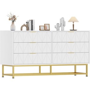 Acekool 6 Drawer Fabric Dresser, Small Storage Chest with Wood Top, Modern Nightstand and Clothes Organizer for Bedroom, Closet, Living Room - 1 of 4