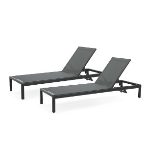Ridstar Set of 2 Adjustable Garden Loungers with Aluminium Frame and Castors-Black - 1 of 4