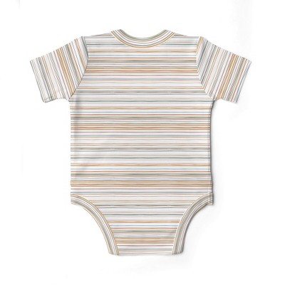 Image of Goumikids Viscose Made From Bamboo + Organic Cotton Short-sleeve Baby Bodysuit, 0-3m, boardwalk stripe