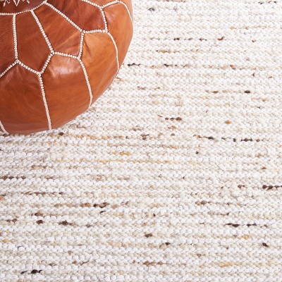 Ivory and Gold Flat Woven Wool Handmade 8' x 10' Area Rug