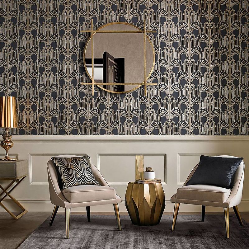 Art Deco Black and Gold Geometric Paste the Wall Wallpaper, 2 of 5