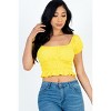 Slickblue Women's Ribbed Knit Puff Sleeve Top, Ruched Shoulder Detail, Short Sleeve Tee, Multiple Colors, Size S-L - 2 of 4