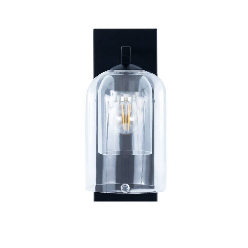 1-Light Glass Wall Sconce with Dome Shade Black - Teamson Home, 1 of 8