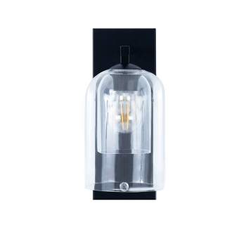 1-Light Glass Wall Sconce with Dome Shade Black - Teamson Home