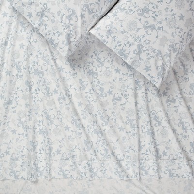 Chanasya Blue Floral Paisley Microfiber Queen Sheet Set