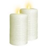 LumiPur 2pk 3.5"x7" Signature Natural Glow Flameless Wax Pillar LED Candles Linen White - 2 of 4