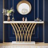 KTMBDW 59 inch Gold Console Table, Modern Entryway Table with Grid-Shaped Metal Base for Entrance, Hallway, Entryway, Living Room, White+Gold - 3 of 4