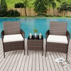 Garvee 3 Pieces Outdoor Patio Furniture Set, Rattan Table & Chairs with Soft Cushions - Bistro Set for Garden, Porch - 4 of 4