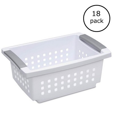 Sterilite Small White Stacking Basket with Titanium Accents (18 Pack) 16608006