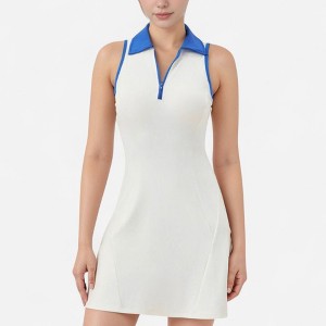 Anna-Kaci Women's Sleeveless Zip-Up Tennis Dress with Collared Neckline and Flared Hem - 1 of 4