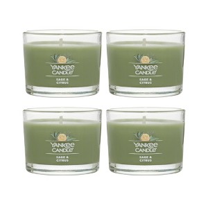 Yankee Candle Signature Votive Mini Candle Jar Saged Citrus Scent  Natural Soy Wax Blend Candle with Natural Fiber Wick  1.3 OZ Glass Jar  Pack of 4 - 1 of 4