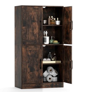 Costway Bathroom Cabinet with Doors & Adjustable Shelves Storage Organizer for Living Room White/Black/Brown - 1 of 4